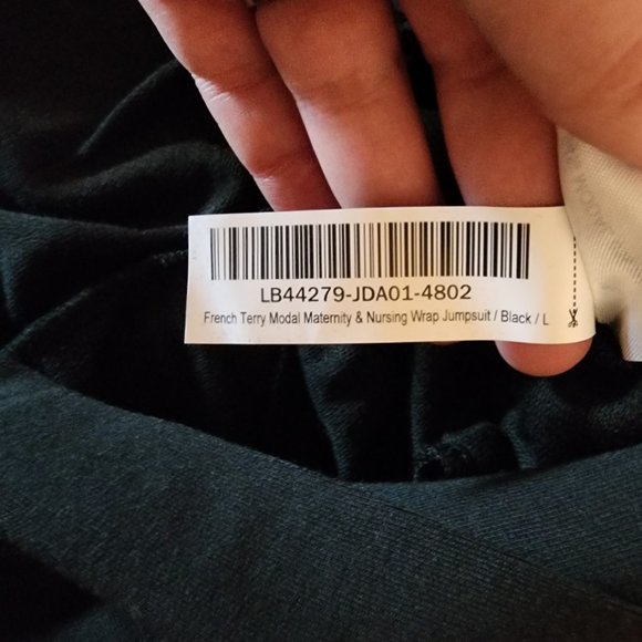 Quince French Terry Modal Maternity & Nursing Wrap Jumpsuit NWT Black Large - Picture 6 of 6